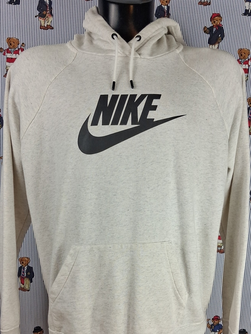 Men's Nike Spell-out Swoosh Logo Heather Gray & Black Soft Casual Xl Hoodie